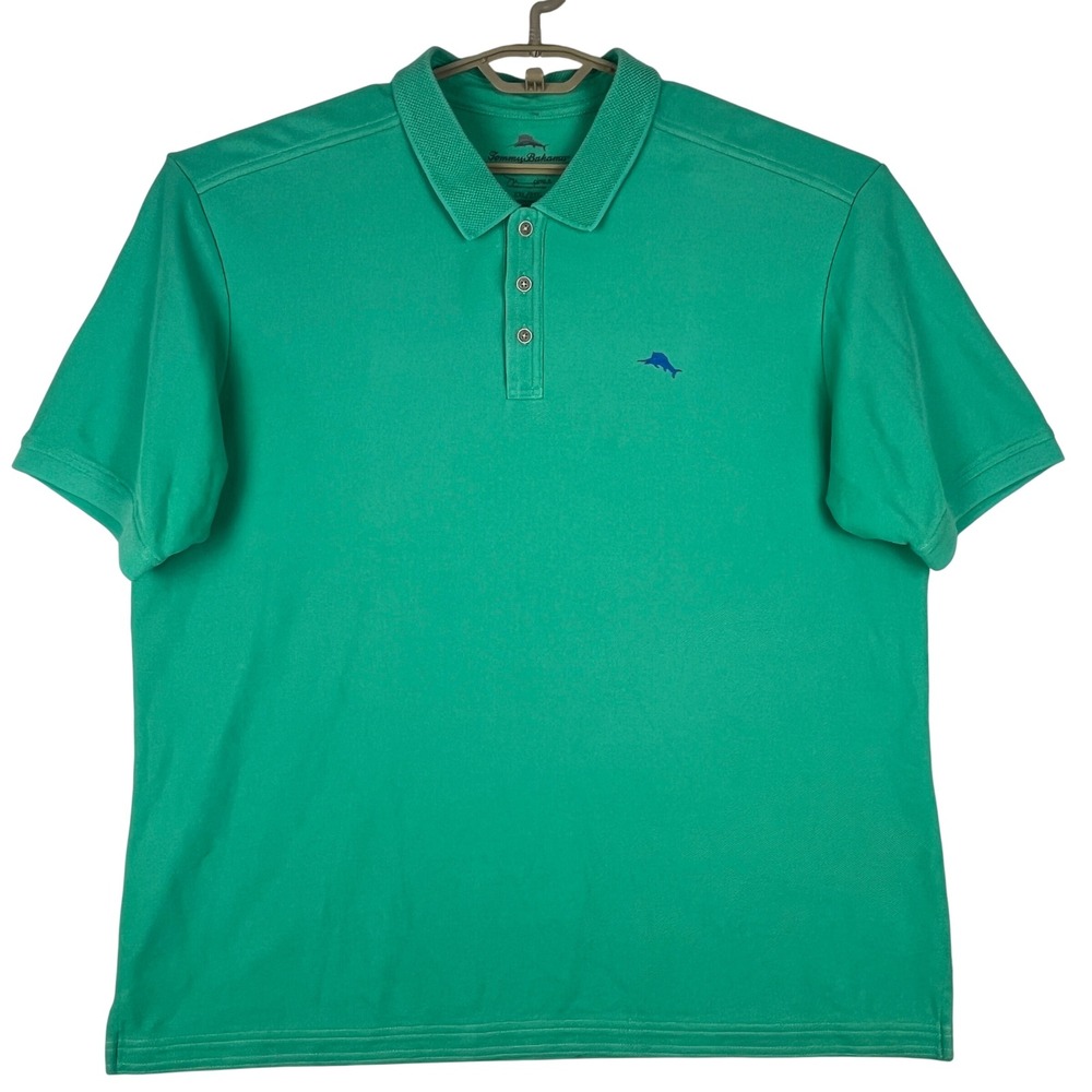 Tommy Bahama Emfielder Polo Shirt 2XL Green Supima Cotton Stretch Golf Casual